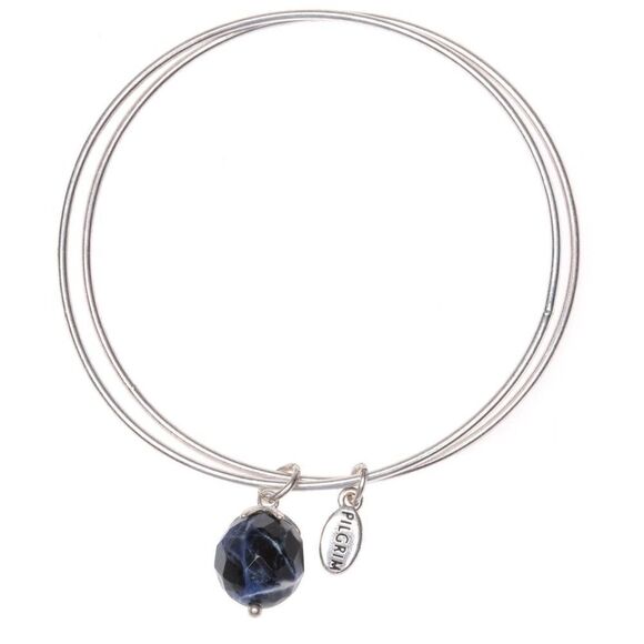 Pilgrim Skanderborg Silvertone Blue Gemstone Bracelet - Picture 1 of 2